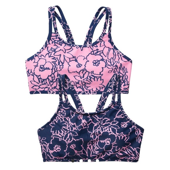 NWT Athleta Girl Reversible Pool Days Bikini Top - XXL 16 - floral pink - XXL 16 - Picture 1 of 3